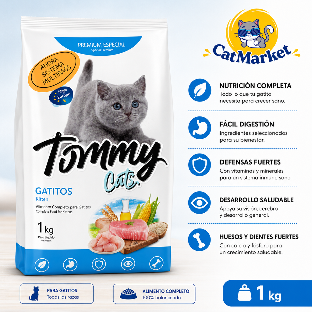 Concentrado Tommy Cats Gatitos 1 kg