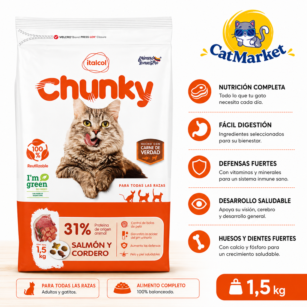 Concentrado Chunky Salmón y cordero 1.5 kg