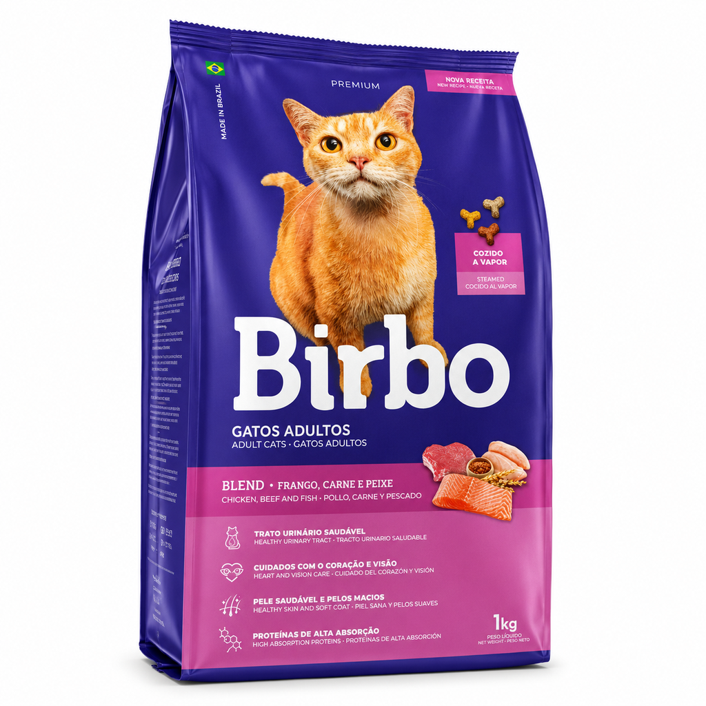 Birbo Gatos Adultos Pollo, Carne y Pescado 1kg