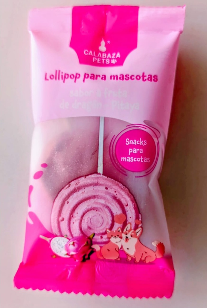 Lollipop de Calabaza Pets con sabor a fruta de dragón.